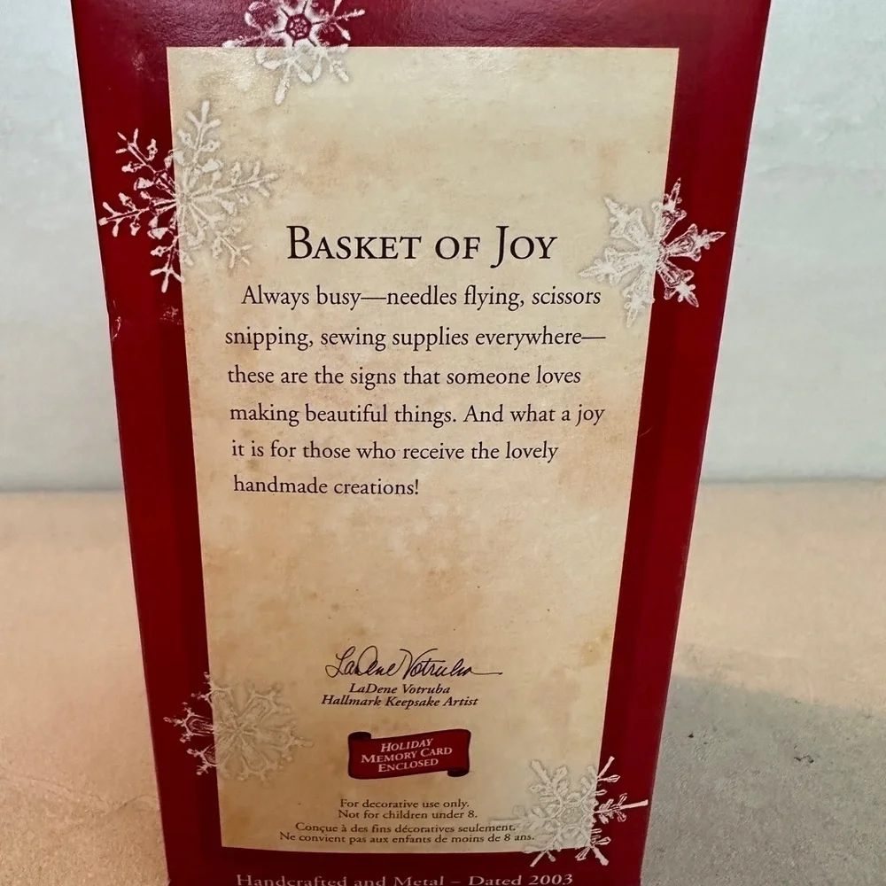 Hallmark Keepsake Ornament 2003 Basket Of Joy Crafting Yarn Scissors Thread